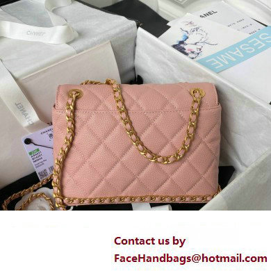 Chanel Grained Calfskin  &  Gold-Tone Metal Chain Flap Bag AS4431 Pink 2023